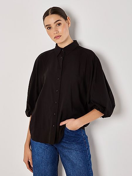 Apricot Hemdbluse Puffärmel-Shirt mit Nahtdetail günstig online kaufen