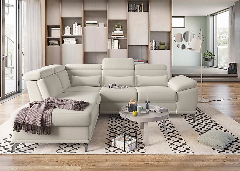 sit&more Ecksofa "Cabrio L-Form, B: 274 cm, mit Sitztiefen-, Arm- & Kopftei günstig online kaufen