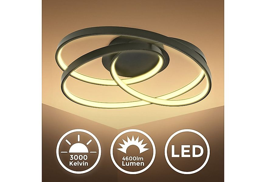 B.K.Licht LED Deckenleuchte LED Frame-Deckenlampe, Ringleuchte, Schwarz, 3. günstig online kaufen