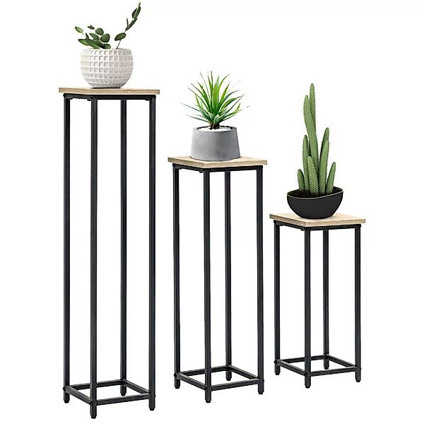 Outsunny Pflanzenständer-Set mit Stahlrahmen braun/schwarz günstig online kaufen