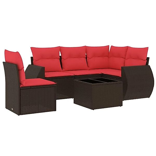 vidaXL 6-Tlg Gartensofa-Set mit Kissen Braun Polyrattan 3221383 günstig online kaufen
