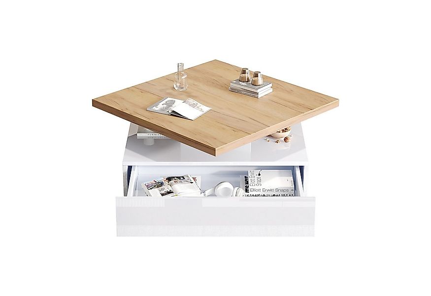 MODFU Couchtisch quadratische 360° schwenkbare Kaffeeschublade (Satztisch, günstig online kaufen