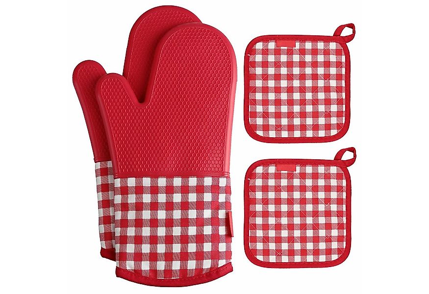 Lexzurn Topfhandschuhe Topflappen Ofenhandschuh 4er Set, 300℃ Hitzebeständi günstig online kaufen