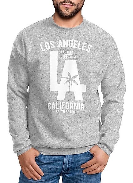 Neverless Sweatshirt Sweatshirt Herren Los Angeles California LA Palme Rund günstig online kaufen