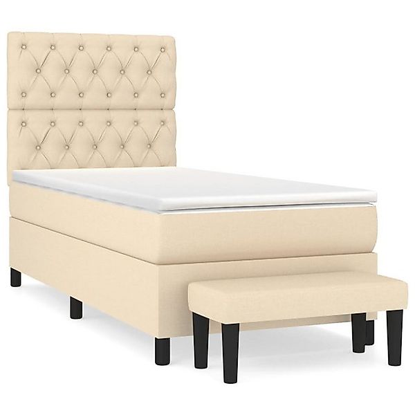 vidaXL Boxspringbett, Boxspringbett mit Matratze Creme 80x200 cm Stoff günstig online kaufen