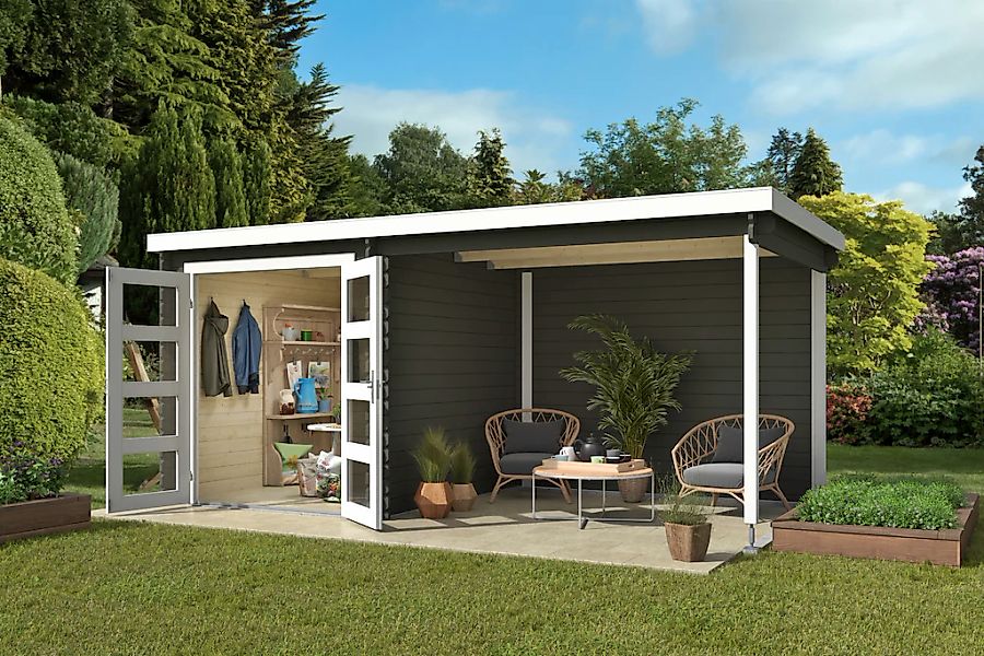 Nordic Holz Gartenhaus "Long Beach", (Unterstand inkl. Rückwand) günstig online kaufen