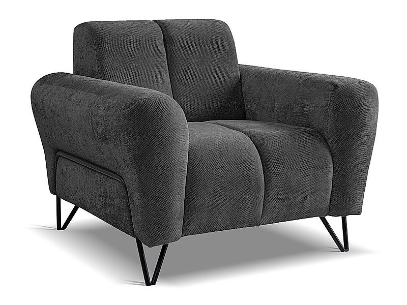 Beautysofa Sessel mit Metallbeine in schwarzer VOLARE (modernes Design, Rüc günstig online kaufen