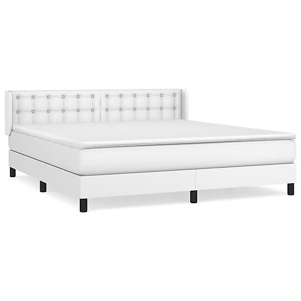 vidaXL Boxspringbett, Boxbett mit Matratze Weiß 160x200 cm Kunstleder günstig online kaufen