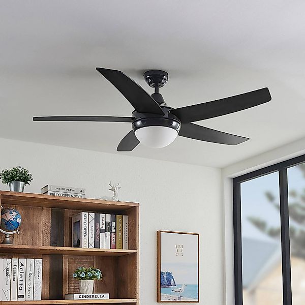 Lindby Deckenventilator mit Licht Auraya, leise, schwarz günstig online kaufen