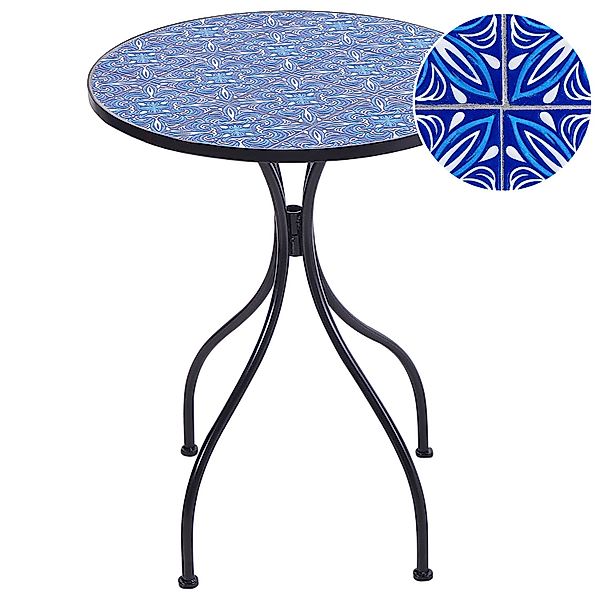 Beliani Gartentisch CIGLIANO Schwarz Blau 60x60x75 günstig online kaufen