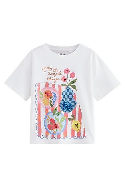 Next Paillettenshirt Oversized Fit T-Shirt mit Pailletten, Blumengrafik (1- günstig online kaufen