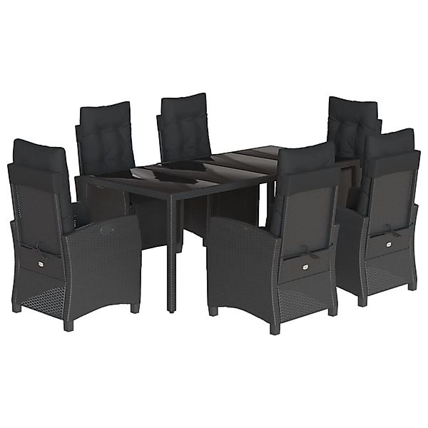 vidaXL 7-Tlg Garten-Essgruppe mit Kissen Schwarz Poly Rattan 3212892 günstig online kaufen