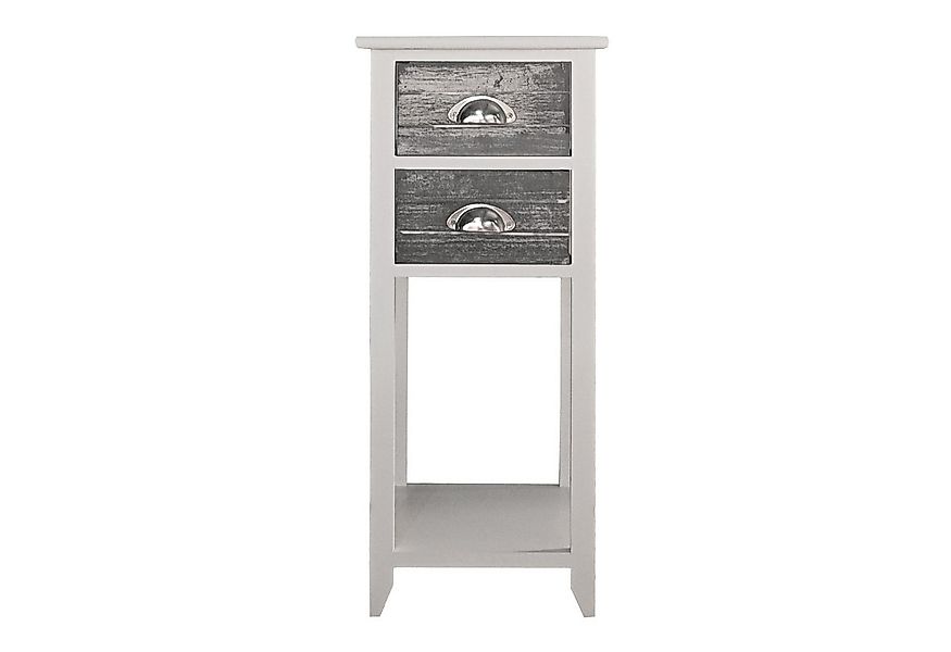 HTI-Living Beistelltisch Beistelltisch 2 Schubladen Mia Landhaus Weiß Grau günstig online kaufen