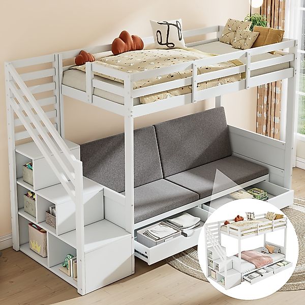 REDOM Hochbett mit Sofa und Stauraum günstig online kaufen