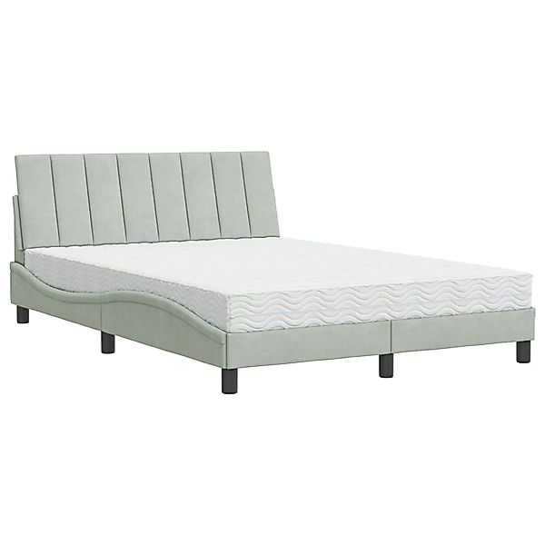 vidaXL Bett mit Matratze Hellgrau 140x200 cm Samt Modell 12008801 günstig online kaufen