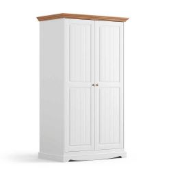 Schrank Holz Schlafzimmerkleiderschrank im Landhausstil mit einer Kleiderst günstig online kaufen