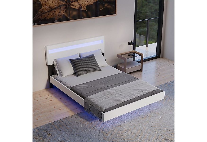 Juskys Polsterbett Lissabon, LED-Beleuchtung, Kunstleder, verstellbares Kop günstig online kaufen