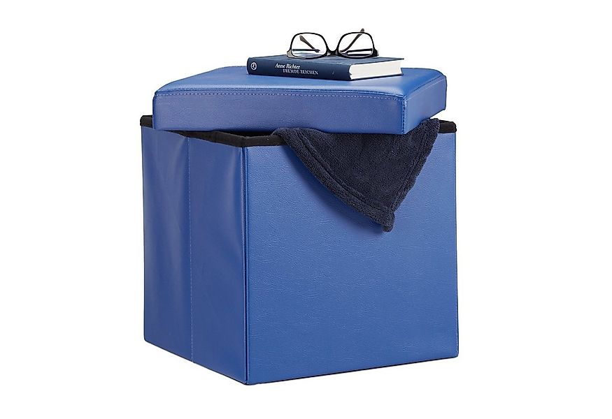relaxdays Sitzhocker Faltbarer Sitzhocker Kunstleder, blau günstig online kaufen