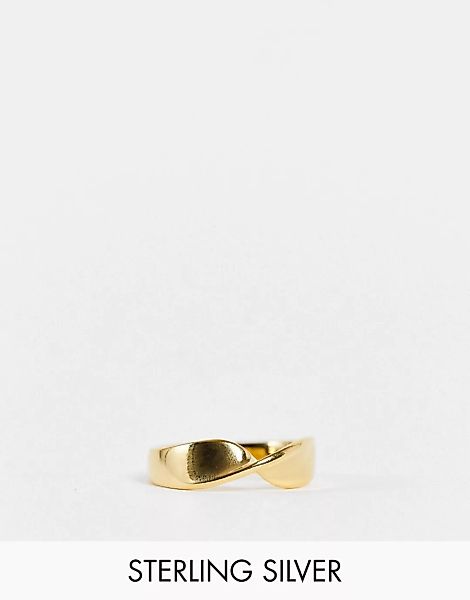 ASOS DESIGN – Mit 14-Karat goldfarben beschichteter Ring aus Sterlingsilber günstig online kaufen