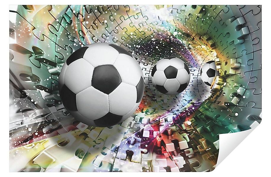 Wallarena Fototapete Kinderzimmer Jungen Fußball 3D EFFEKT Tunnel Puzzel Vl günstig online kaufen