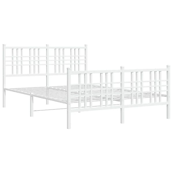 vidaXL Bettgestell mit Kopfteil und Fußteil Metall Weiß 137x190 cm 376390 günstig online kaufen
