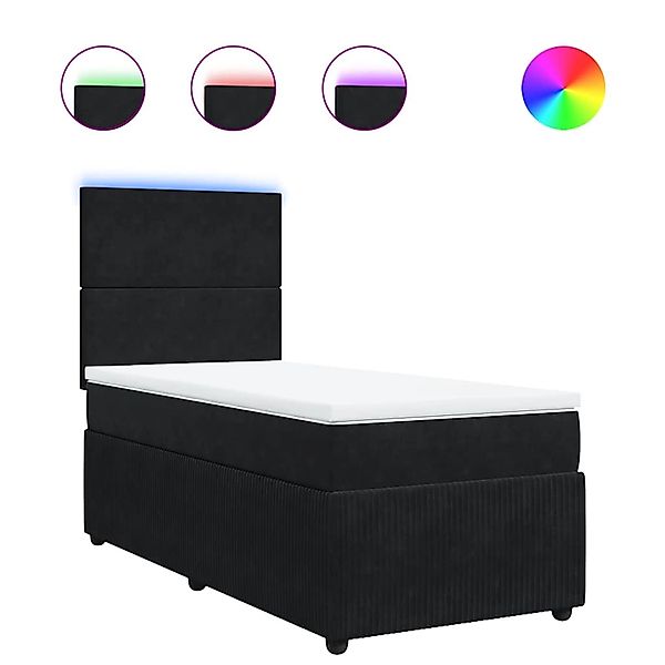 vidaXL Boxspringbett mit Matratze Schwarz 100x200 cm Samt 3294558 günstig online kaufen