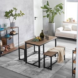 SoBuy 3-teilig Essgruppe Esstisch mit 2 Sitzbänke Sitzgruppe OGT25-N günstig online kaufen