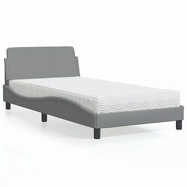 vidaXL Bett Bett mit Matratze Hellgrau 100x200 cm Stoff günstig online kaufen