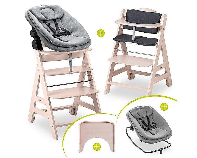 Hauck Hochstuhl Beta Plus Whitewashed Newbornset 3in1 Bouncer (Set), Holz B günstig online kaufen