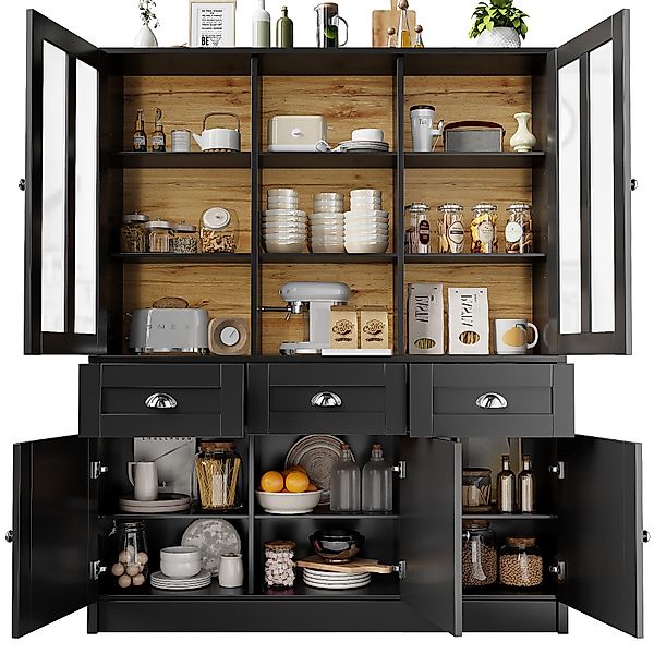 MODFU Hochschrank Vitrinenschrank,Küchenschrank (140x38,5x175 cm Moderner günstig online kaufen