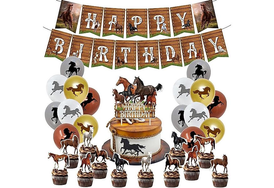 UE Stock Papierdekoration 44-tlg. Geburtstag Party Deko Motto Pferde Party günstig online kaufen