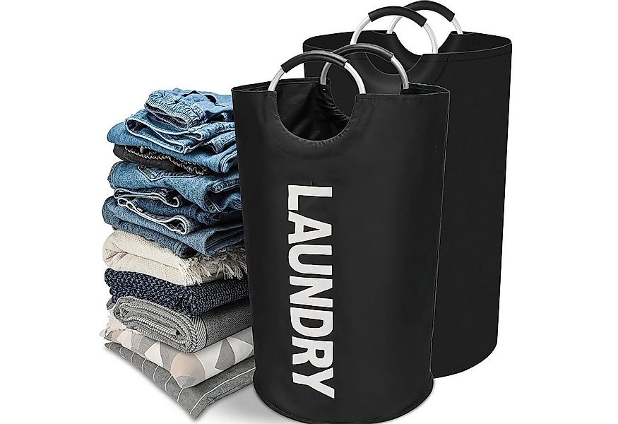 HEYHIPPO Wäschekorb Zwei tragbarer Wäschekorb, 90 Liter, faltbar, 79 x 43 c günstig online kaufen