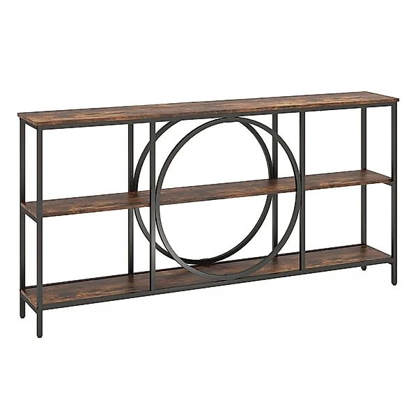 Costway Konsolentisch 3 Ebenen Wohnzimmertisch Braun 180 x 30 x 90 cm günstig online kaufen