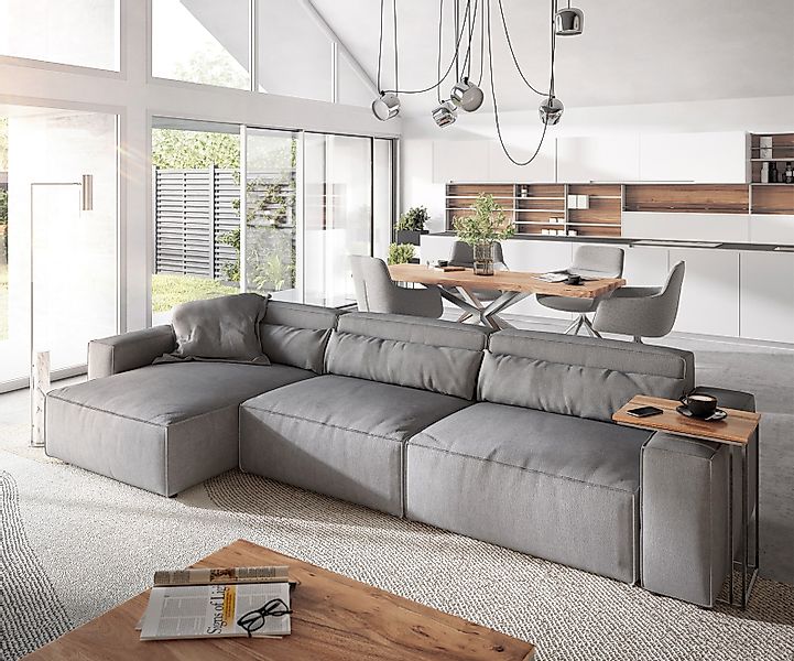 DELIFE Ecksofa Sirpio, XL Mikrofaser Grau 370x170 cm Recamiere variabel günstig online kaufen