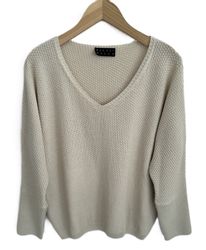 Zuckerwatte V-Ausschnitt-Pullover Strukturstrick, aus weicher Baumwollmisch günstig online kaufen