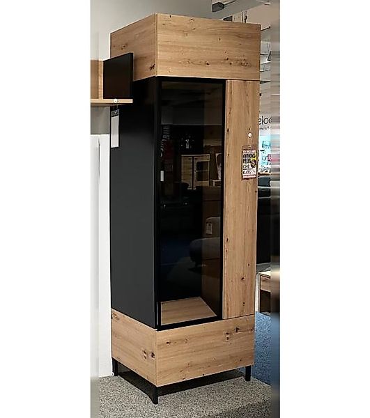 Gaimersheim Abverkauf Vitrine schmal Eiche Artisan / Schwarz günstig online kaufen