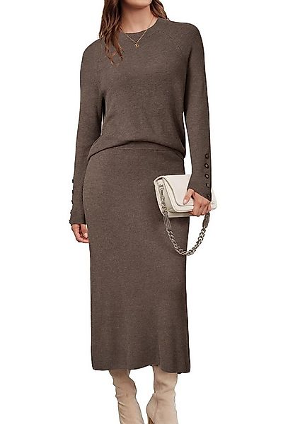 Arach&Cloz Top & Rock Damen Pullover 2-teiliges Wollmischung Langarm-Top Mi günstig online kaufen