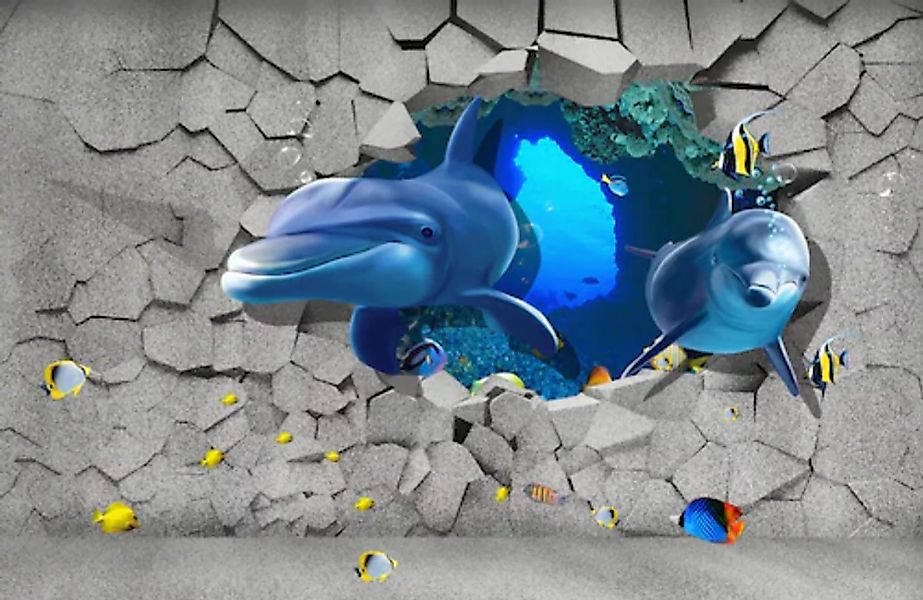 Papermoon Fototapete »3D DESIGN Delfine im Ozean XXL« günstig online kaufen