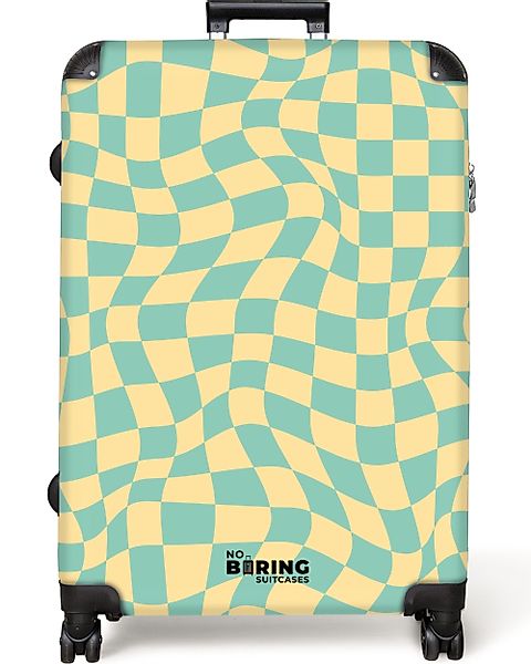 NoBoringSuitcases.com© Hartschalen-Trolley Gewellter blau-gelb karierter Dr günstig online kaufen