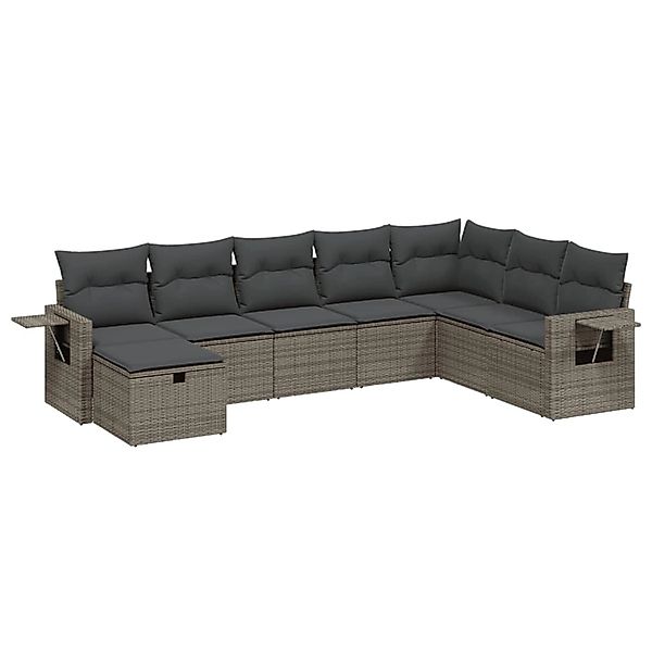 vidaXL 8-Tlg Garten-Sofagarnitur mit Kissen Grau Poly Rattan 3263896 günstig online kaufen