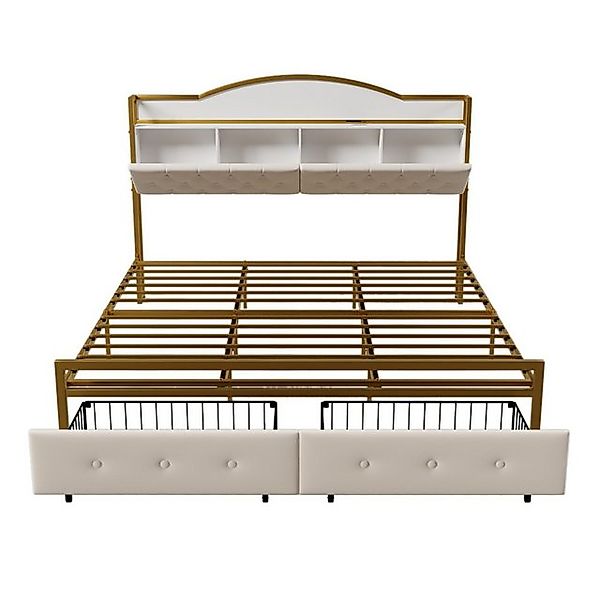 Gotagee Metallbett Flachbett USB-Steckdose Modern Doppelbett Stauraum Eisen günstig online kaufen