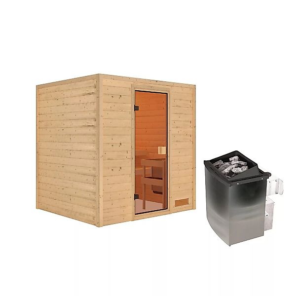 Karibu Sauna Adelina Set Naturbelassen mit Ofen 9 kW integr. Steuerung günstig online kaufen