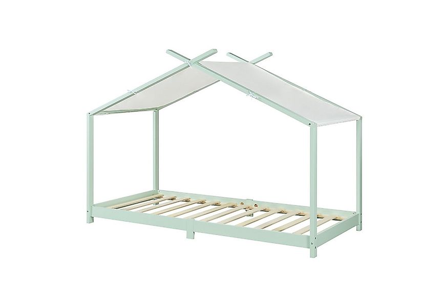 en.casa Kinderbett, »Brome« Hausbett 90 x 200 cm Holz Mintgrün günstig online kaufen