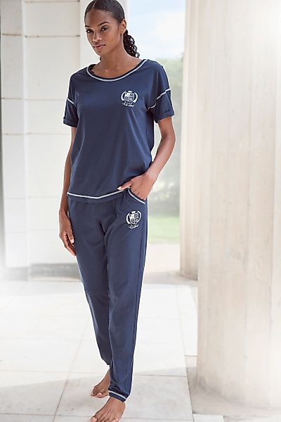 LASCANA Pyjama, 2 Stk. mit kontrastfarbenen Ziersteppungen günstig online kaufen
