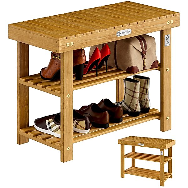 Schuhregal 2in1 Akazienholz FSC®-zertifiziert 70x33x46cm günstig online kaufen