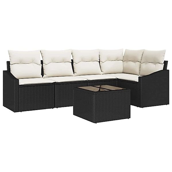 vidaXL Garten-Sofa-Set 6-Tlg Schwarz Poly Rattan 3346727 günstig online kaufen