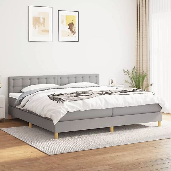 vidaXL Boxspringbett Boxspringbett mit Matratze Hellgrau 200x200 cm Stoff B günstig online kaufen