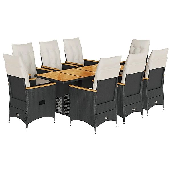 vidaXL 9-Tlg Garten-Essgruppe mit Kissen Schwarz Poly Rattan 3276841 günstig online kaufen