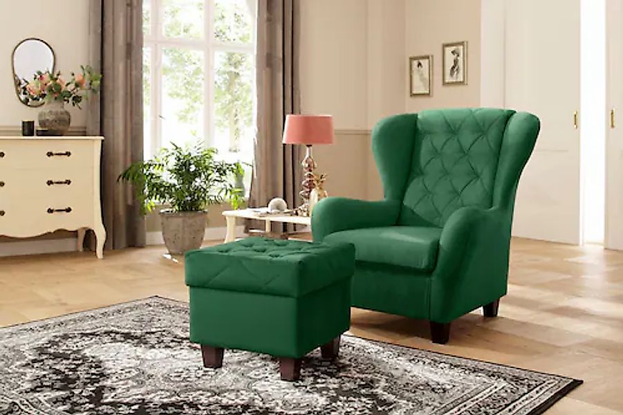 Home affaire Ohrensessel »Alexandra«, incl. Hocker, mit Steppung, in vielen günstig online kaufen