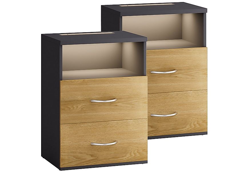 Casaria Nachttisch Jamie (2-St), mit Touch LED Beleuchtung 40x28x55cm Dimmb günstig online kaufen